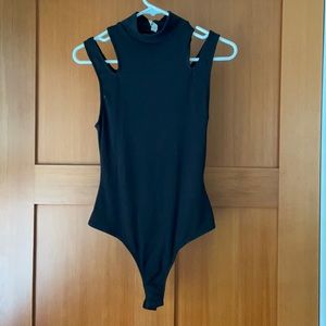 Free People Mock Neck Black Bodysuit